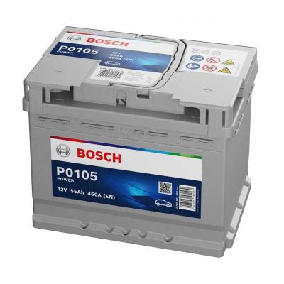 Bosch Power Line P0105 0092P01050 akkumulátor, 12V 55Ah 460A J+ EU, magas